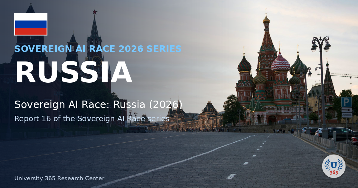 Sovereign AI Race: Russia (2026). Siberian winter landscape. University 365 Research Center.