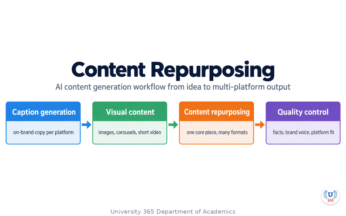 AI content generation workflow from idea to multi-platform output