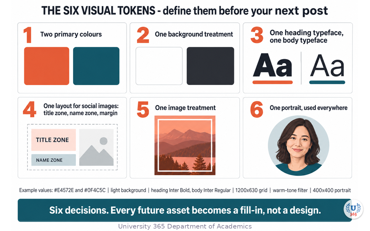 The six visual tokens defined before the first post, with an example value for each
