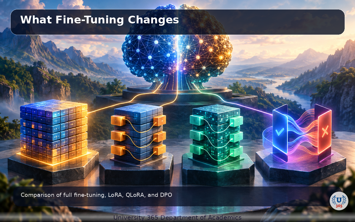 Comparison of full fine-tuning, LoRA, QLoRA, and DPO