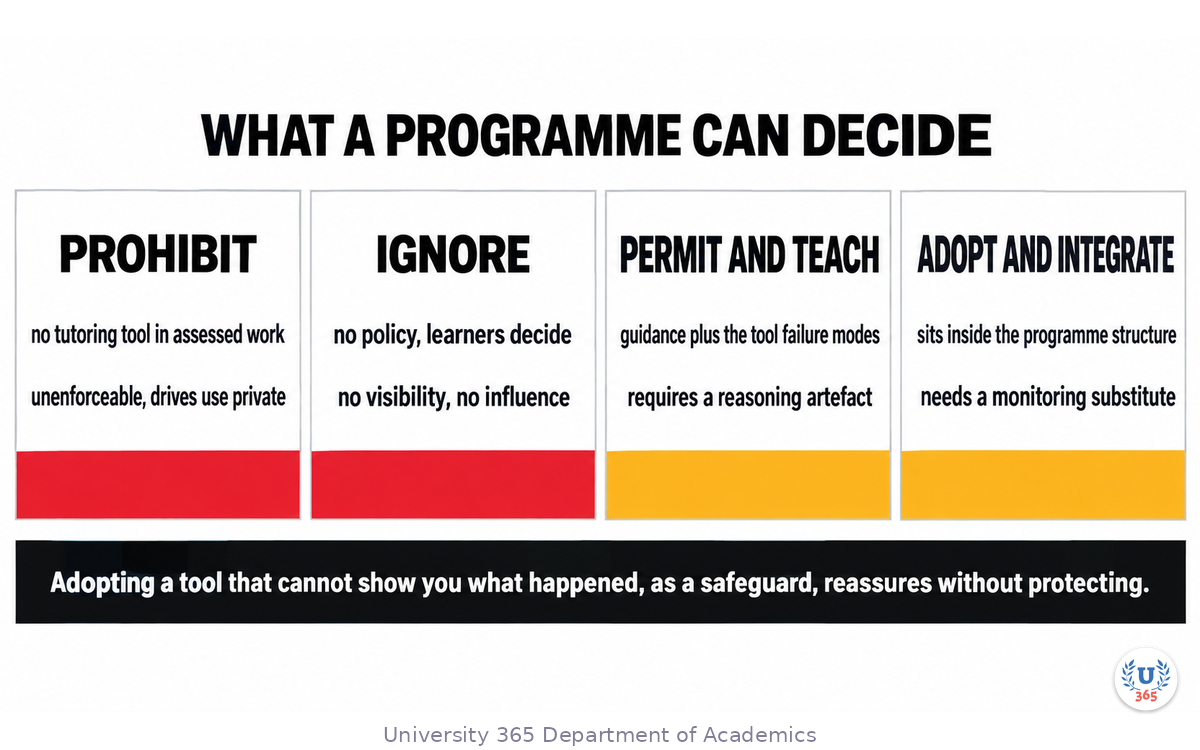 Four policy options for a programme, and the mistake to avoid in each