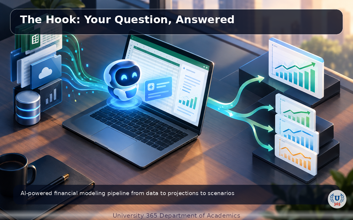 AI-powered financial modeling pipeline from data to projections to scenarios