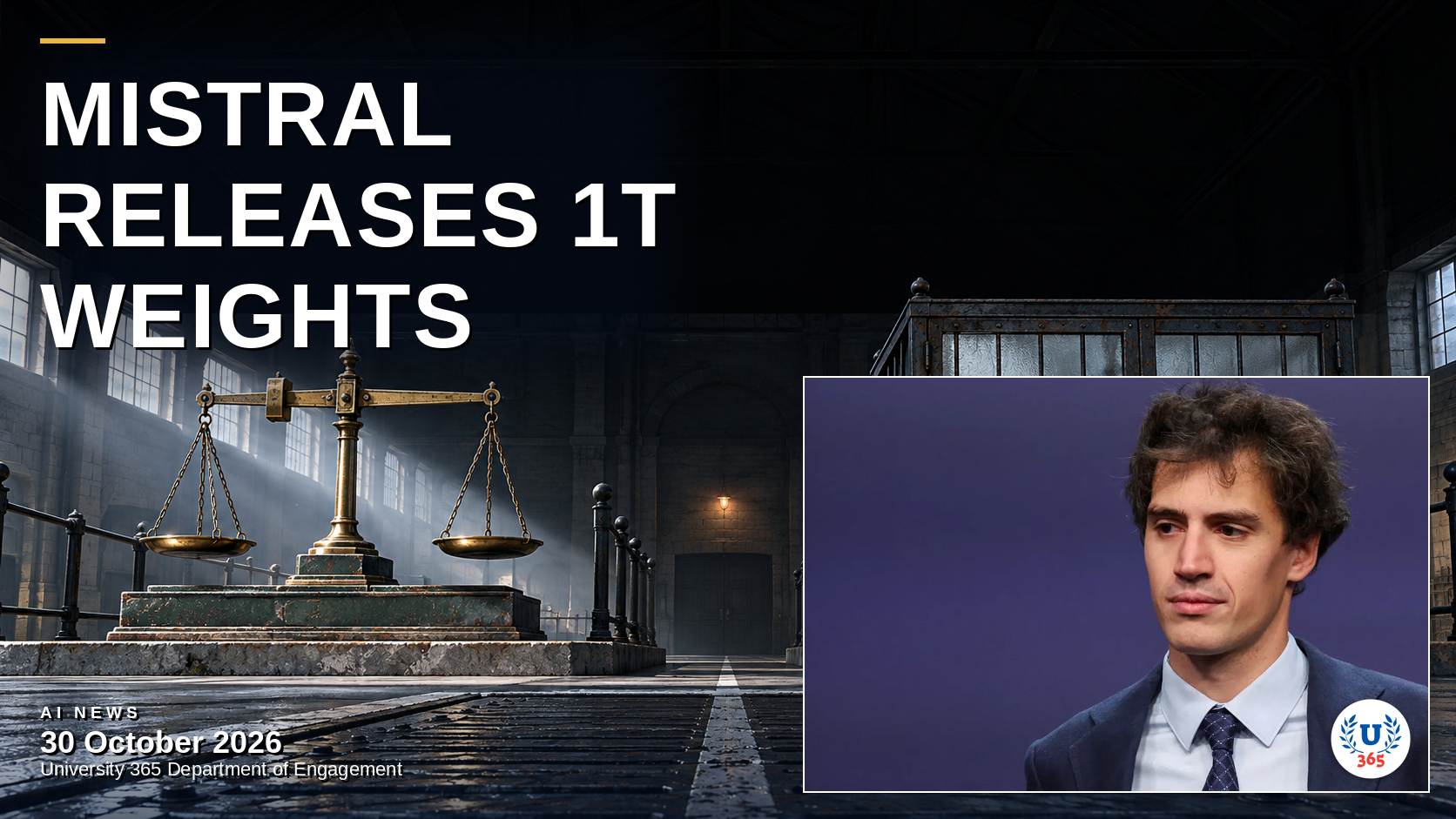Editorial illustration of a municipal weighbridge hall where one brass beam scale stands open and lit on the public platform while a second identical scale sits locked inside an iron cage under frosted glass, standing for open model weights released to everyone against a frontier model held behind partner access