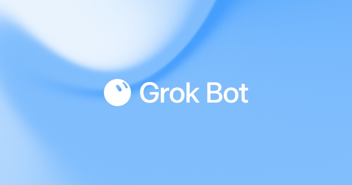 Grok Bot hero image showing the official xAI Grok Bot logo on a light blue gradient background