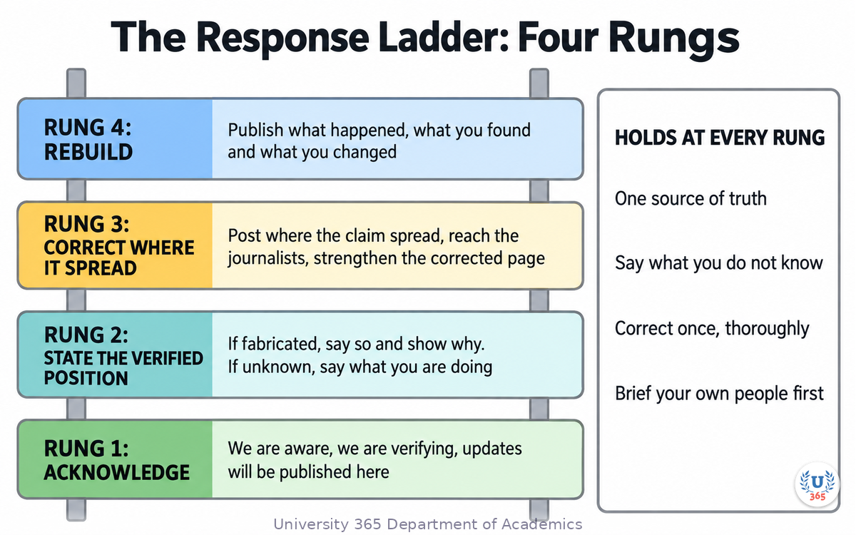 The four rungs of the response ladder with the rule set for each