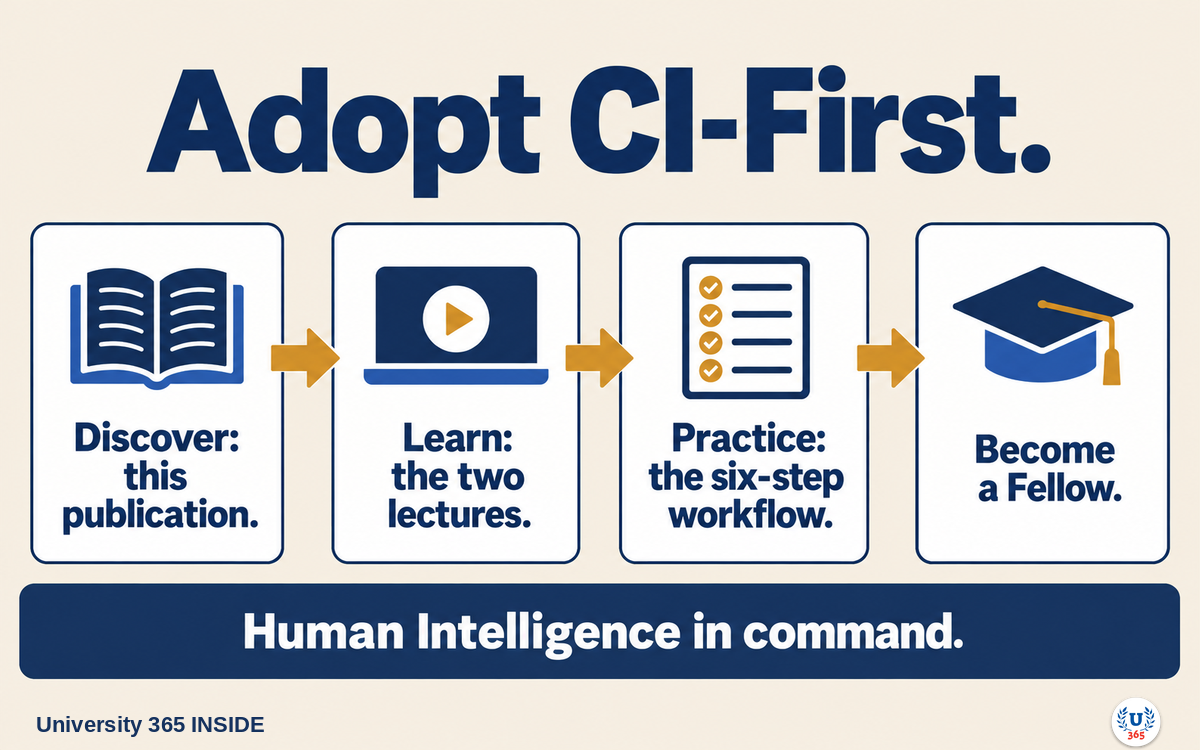 University 365 INSIDE | Adopt CI-First: discover, learn, practice, become a Fellow.