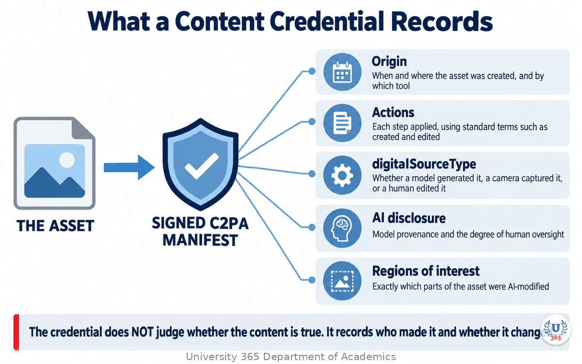 What a signed Content Credential records about an asset