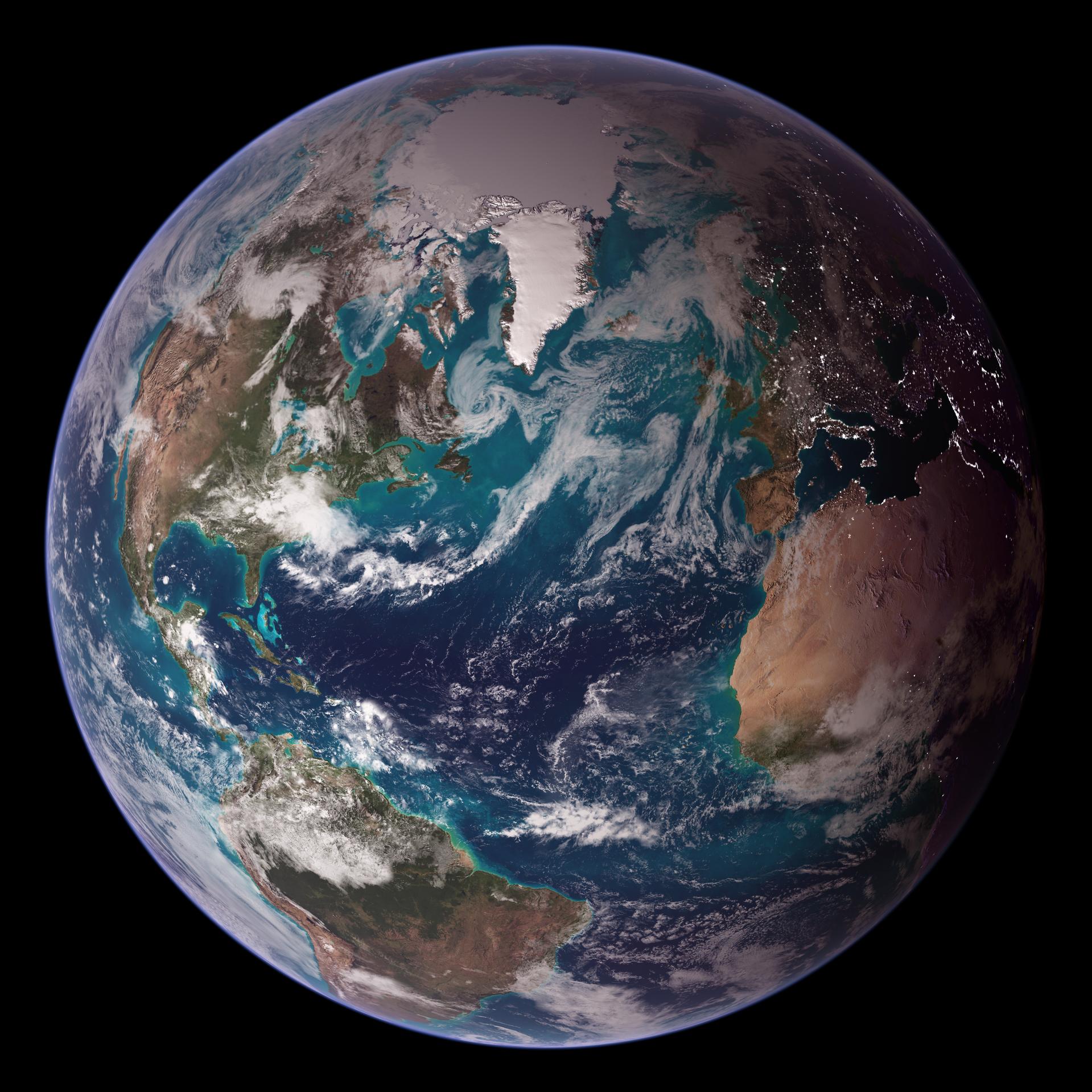 NASA Blue Marble composite of the Western Hemisphere.