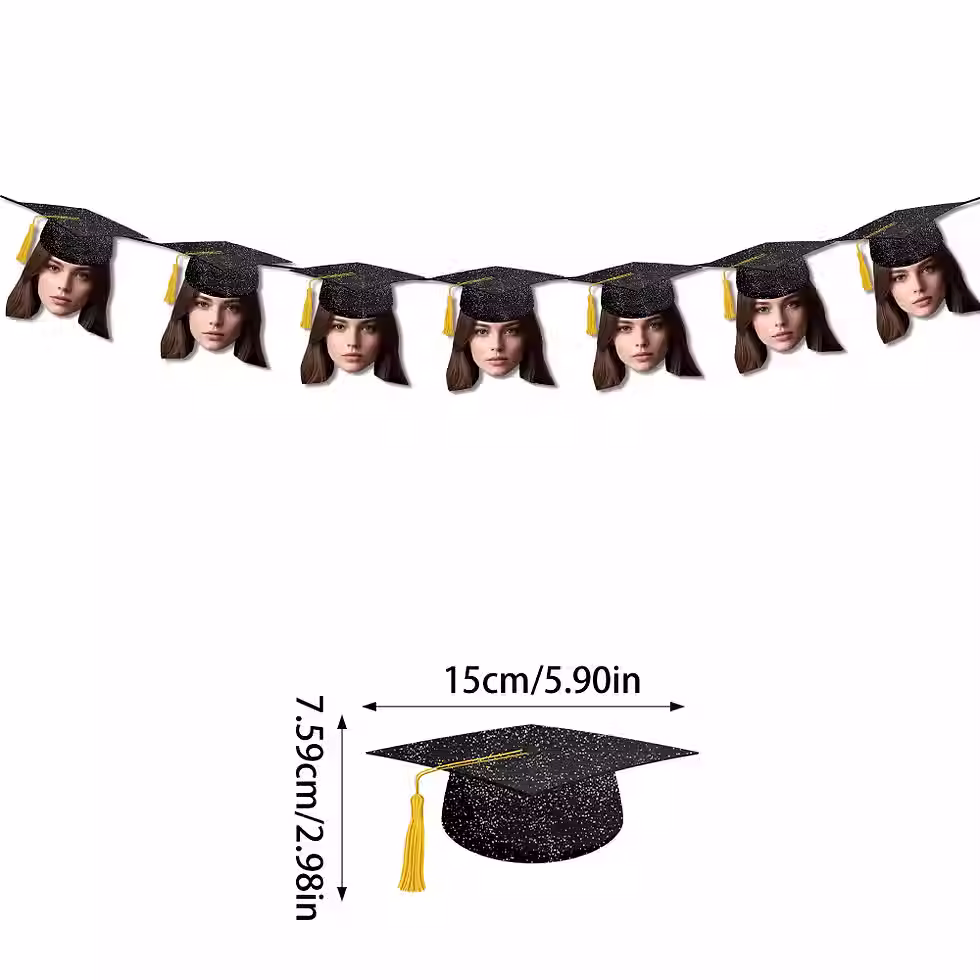 Thumbnail: 10PCS Custom Graduation Photo Face Banner Class of 2026 Personalized Party Deco