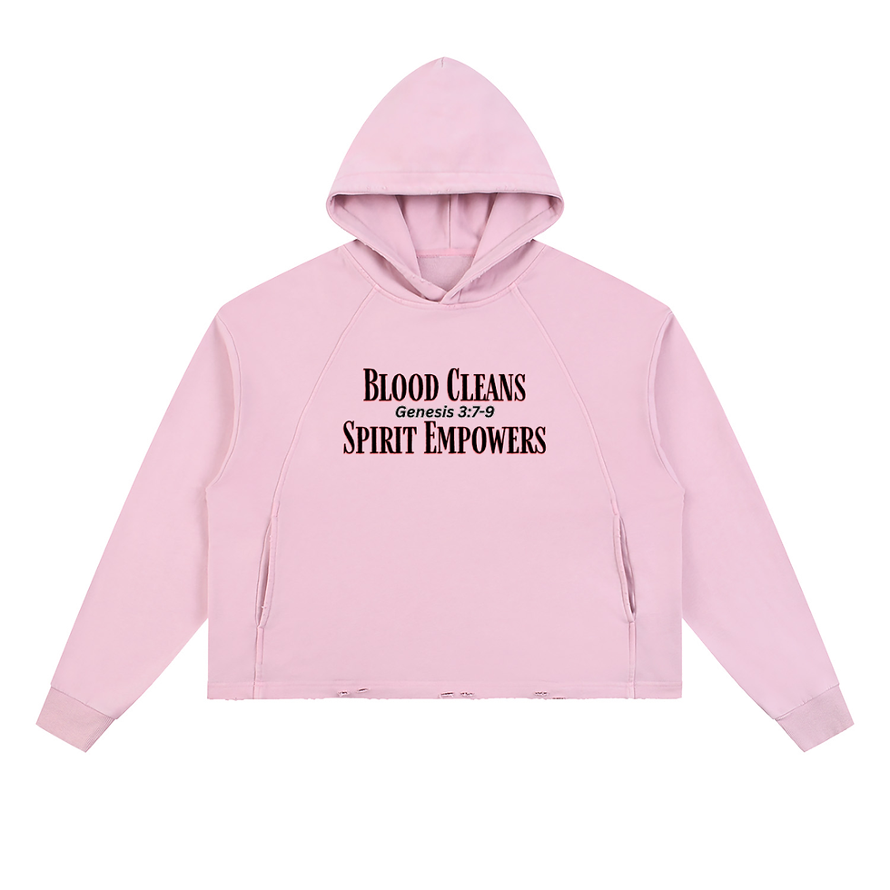 Thumbnail: Blood Cleans. Spirit Empowers Vintage Washed Frayed-Hem Hoodie