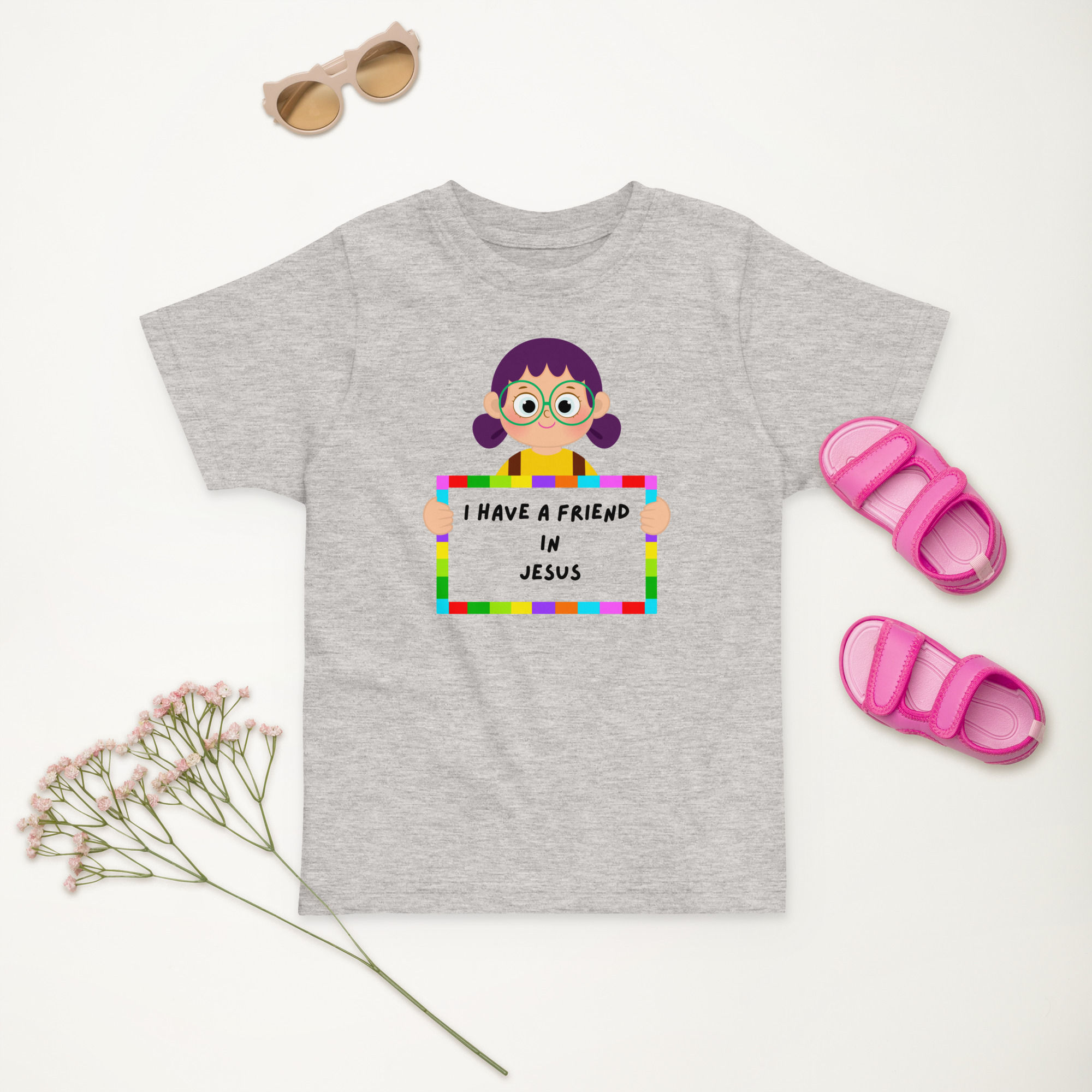 I Have a Friend in  Jesus girl Toddler jersey t-shirt
