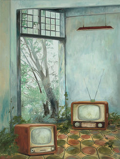 lost in thought 25,  2014, Öl/Lw, 120 x 90 cm