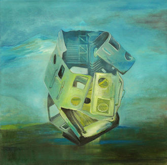 Plan B 12 (die Station), 2023, Öl/Lw, 50x50cm