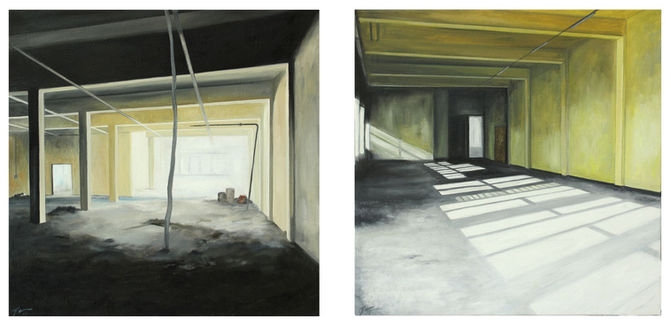 lost in time I-12 u 14, 2011, Öl/LW, jew. 50x50cm