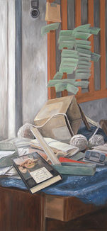 ex libris 27, 2018, Öl/Lw, 130x60 cm