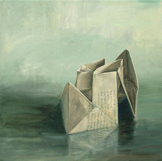 Logbuch 15, 2019, Öl/Lw, 50x50 cm