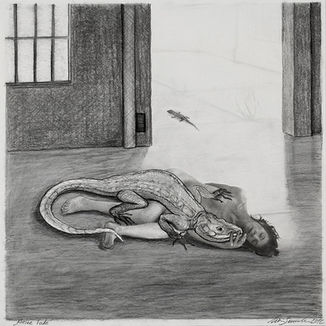 Kleine Tode, 2011, Digitaldruck, Kohle und Kreide auf Papier, 30 x 30 cm