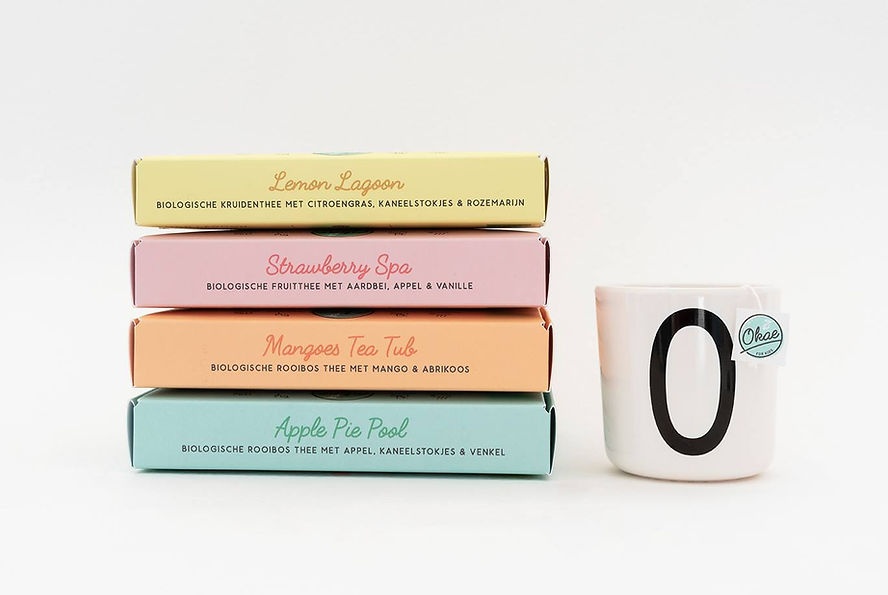 verpakkingen Okae for Kids theesmaken biologische fruitthee suikervrij