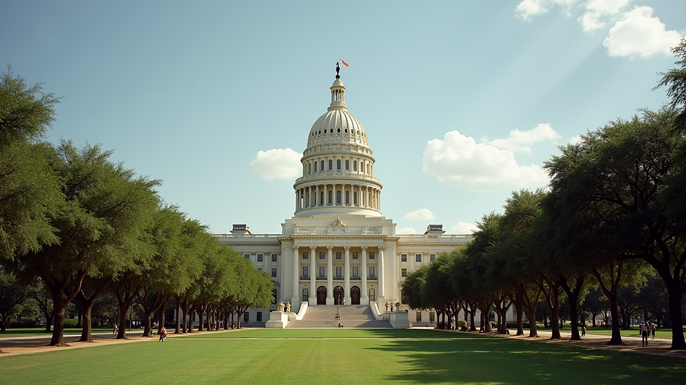 Wide angle view of the Texas State Capitol in Austin