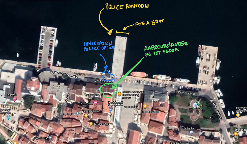 location map for immigration police, harbourmaster and Q dock