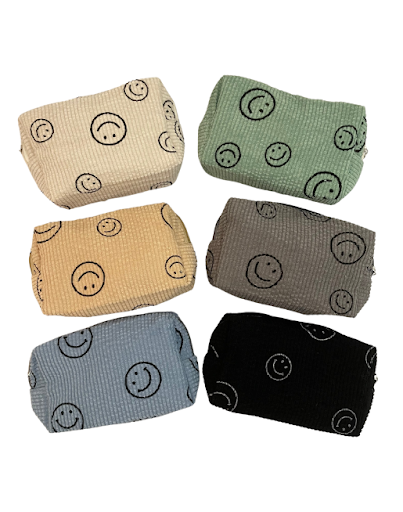 Smiley Face Corduroy Pouch
