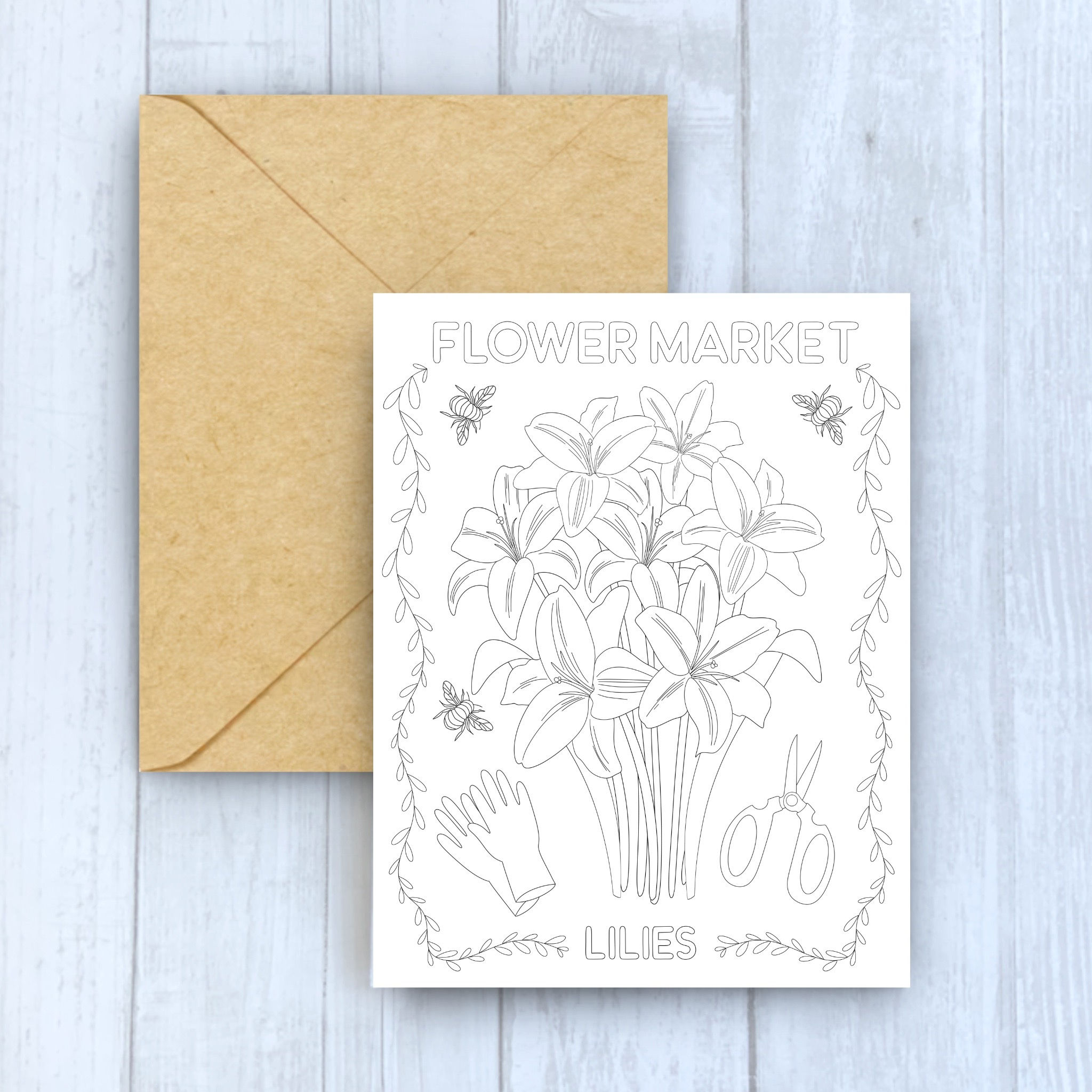 Lilies Coloring Card