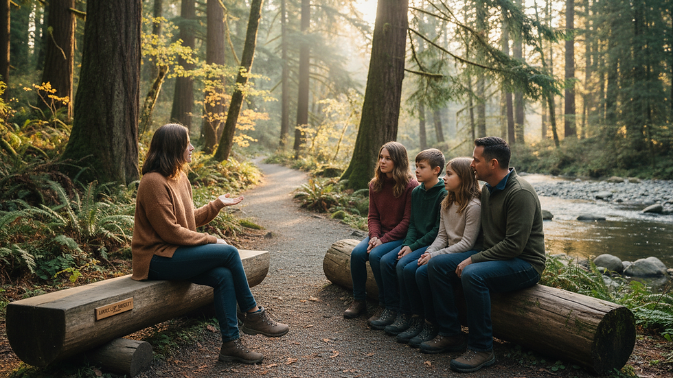 Close-up view of a family therapy session with a counselor in Langley