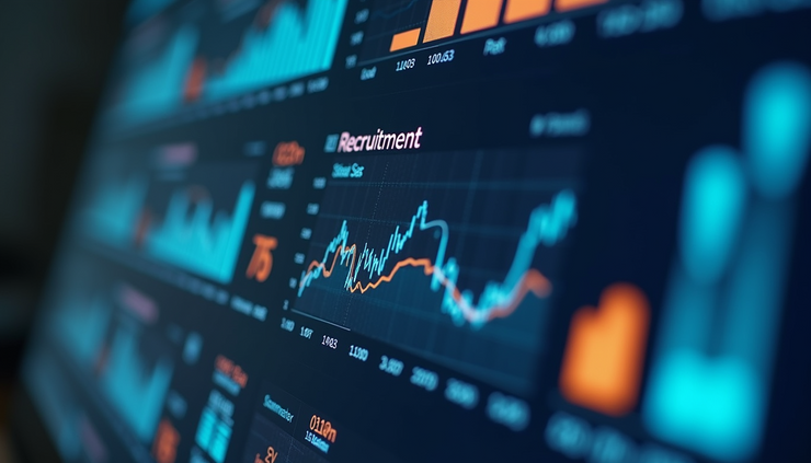 Eye-level view of a report dashboard showing candidate and client statistics