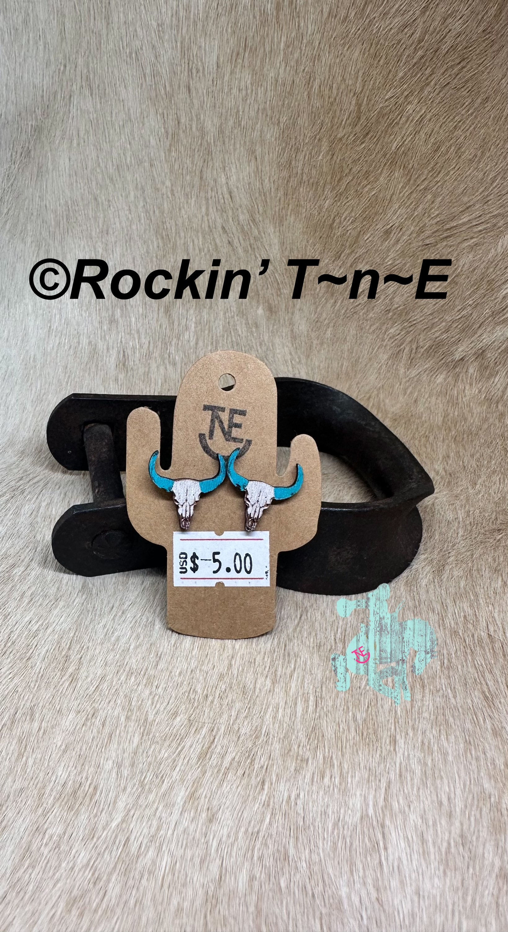 Turquoise  and white steerhead  post earrings 