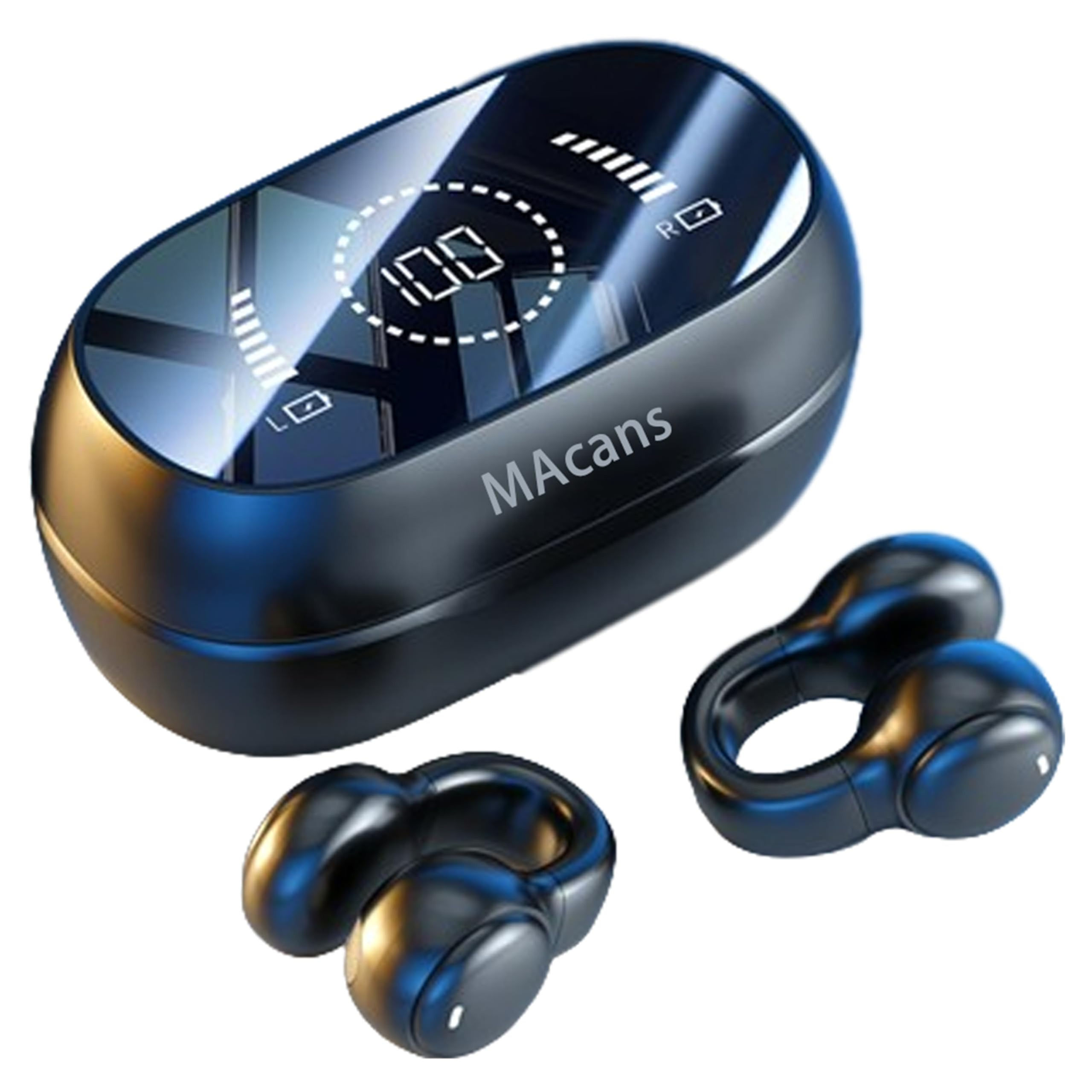 MAcnas Wireless Earbuds Open Ear Clip Headphones Air Conduction Headphones LED P