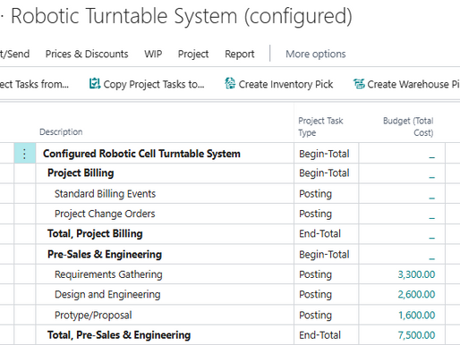 Business Central Project and Project Tasks