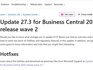 Business Central Update 27.3