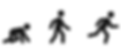 3 stick figures demonstrating Crawl, Walk, Run