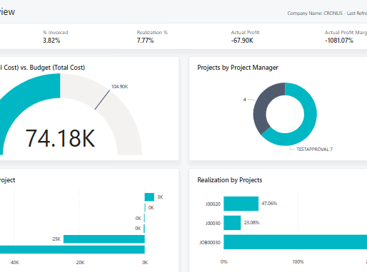 Business Central Projects Overview dashboard