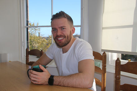 drinking coffee ready to chat