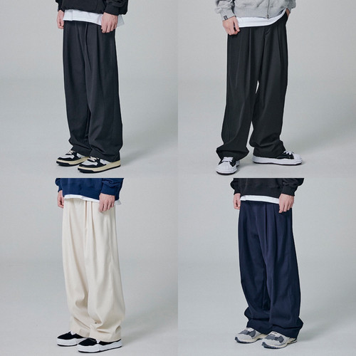 パンツ NOT4NERD TR Two Tuck Wide Pants Charcoal PT063CH ○預訂貨品○ 韓國品牌🇰🇷 Not4nerd TR Two Tuck Wide Pants