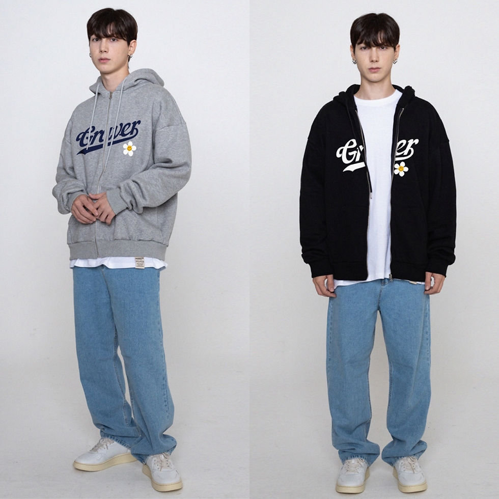縮圖：●預訂貨品● Graver Unisex Big Logo Flower Hooded Zip Jacket