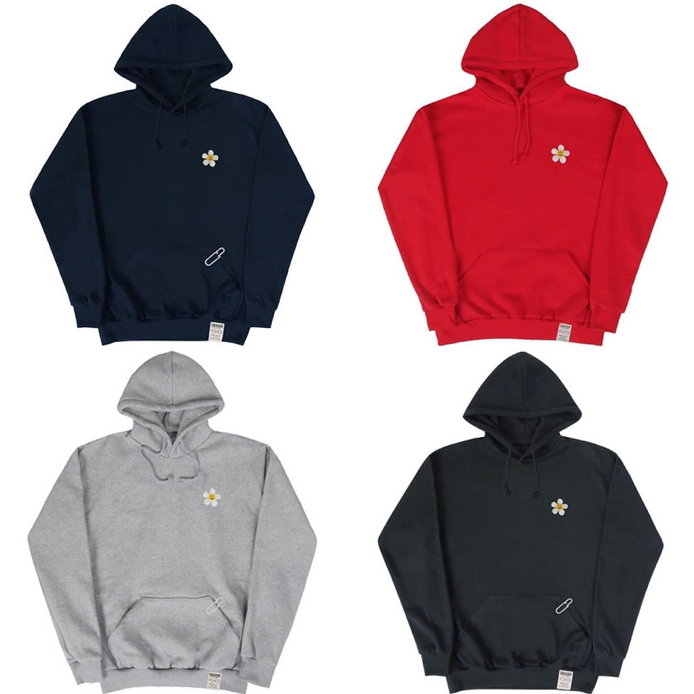 縮圖：●預訂貨品● Graver Unisex White Flower Dot Emb. Hoodie