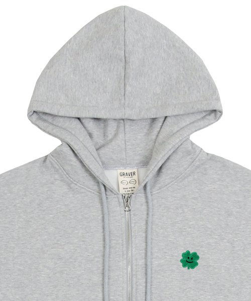 縮圖：●預訂貨品● Graver Unisex Clover Smile Emb. Hooded Zip Jacket