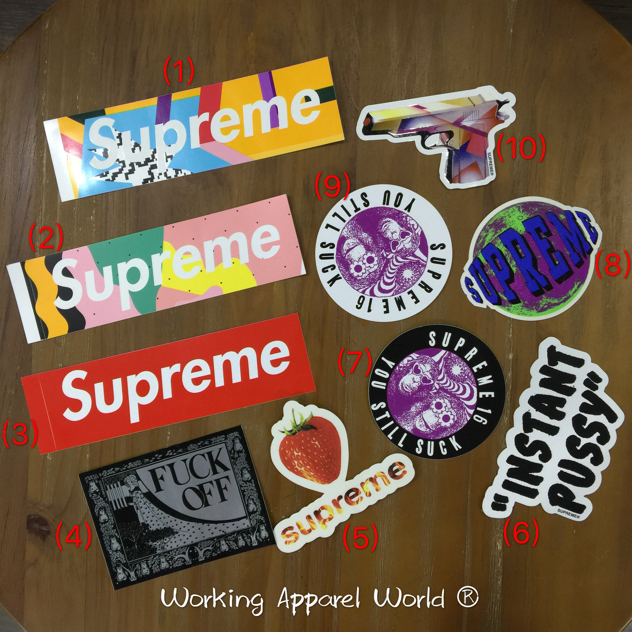 Supreme stickers workingapparelworld