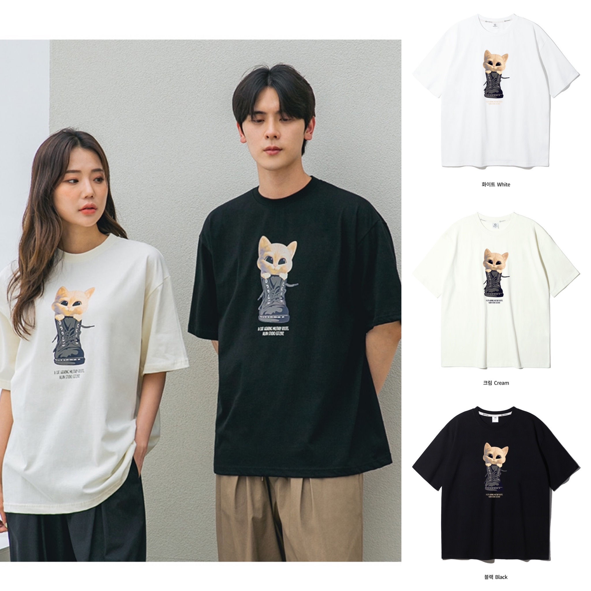 ●預訂貨品● 韓國品牌 🇰🇷 Alvinclo Cat Printed Logo Loose-Fit S/S Tee