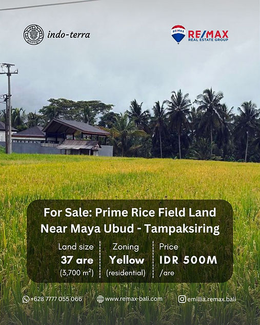 Freehold land for Sale near Maya Resort Ubud in Tampaksiring