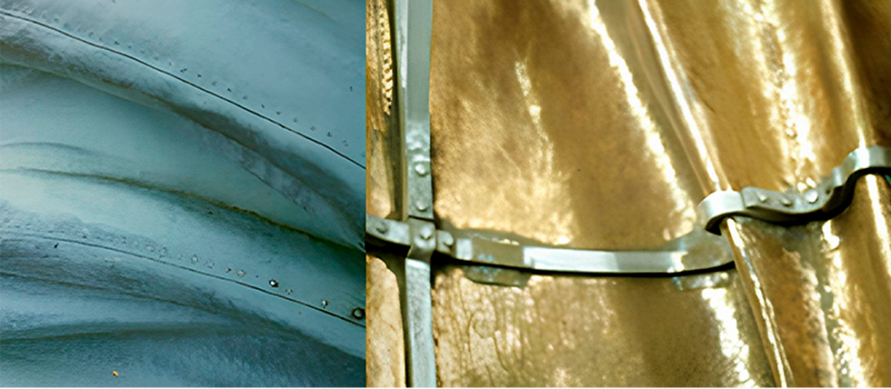 Pontos críticos afetados pela corrosão galvânica na estrutura da Estátua da Liberdade, evidenciando áreas onde a interação entre metais distintos acelerou o processo de degradação.