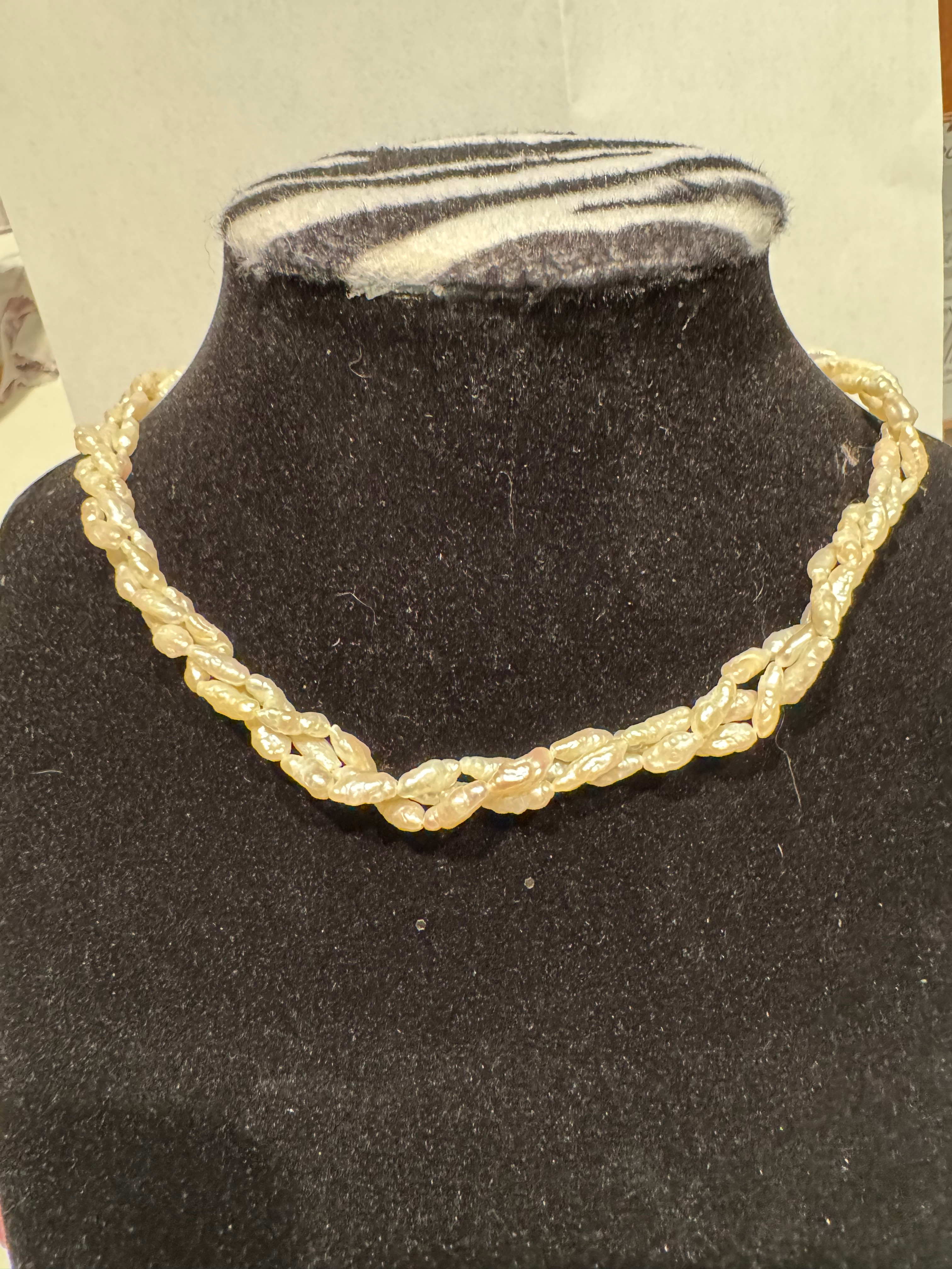 Rice Pearl necklace with 14k Gold Clasp