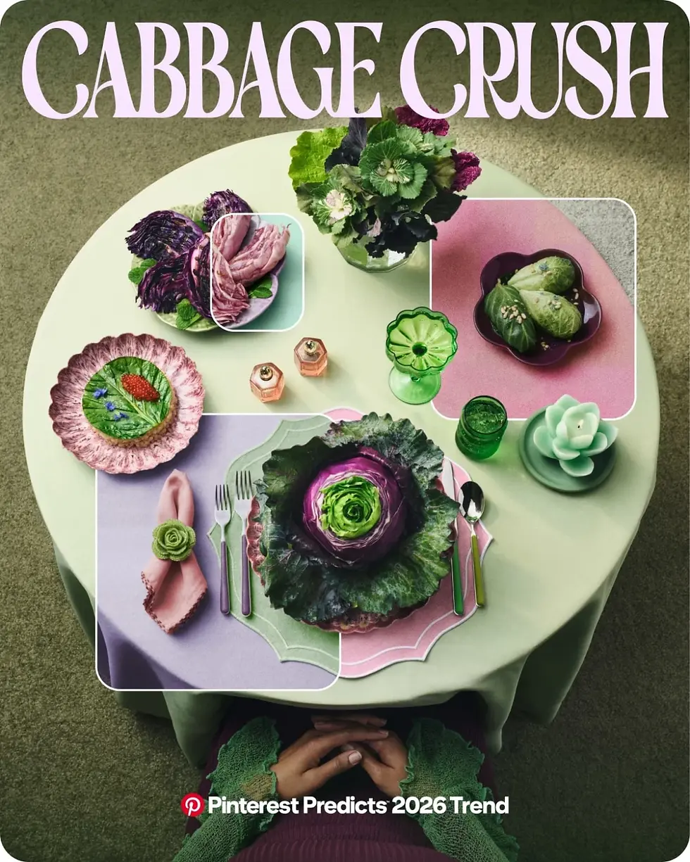 Cabbage Crush image from Pintrest showing how the trend can be used