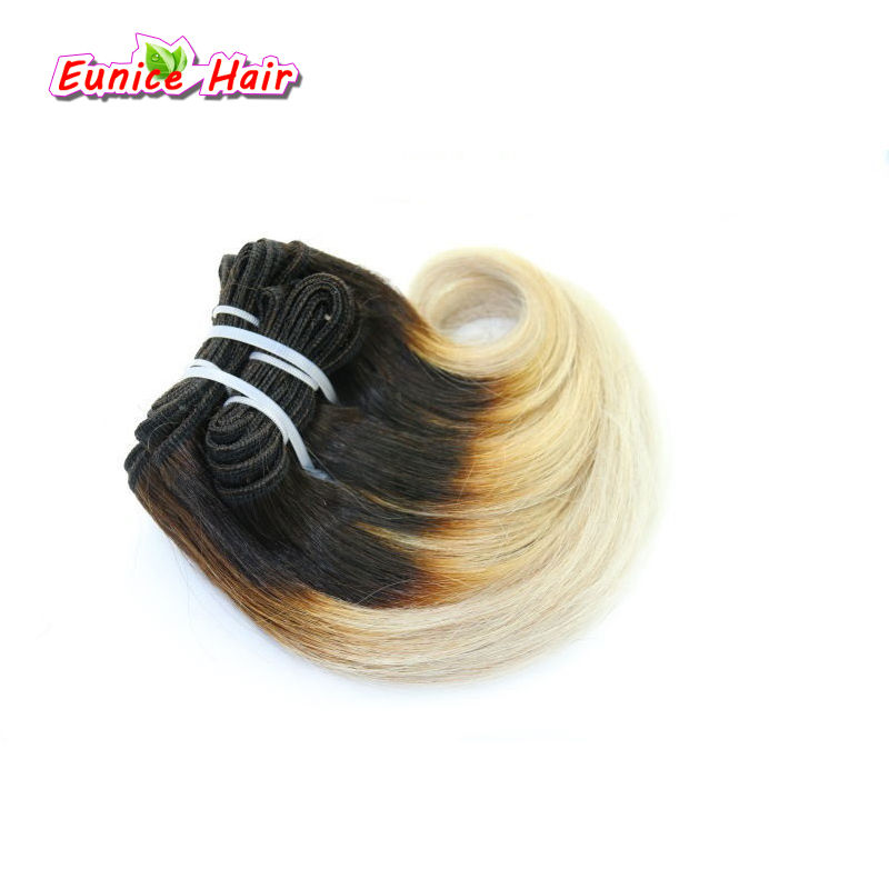 Thumbnail: Ombre Hair piece #1B/Blue 8inch Brazilian Body Wave Hair Short Weave Hair Weft B