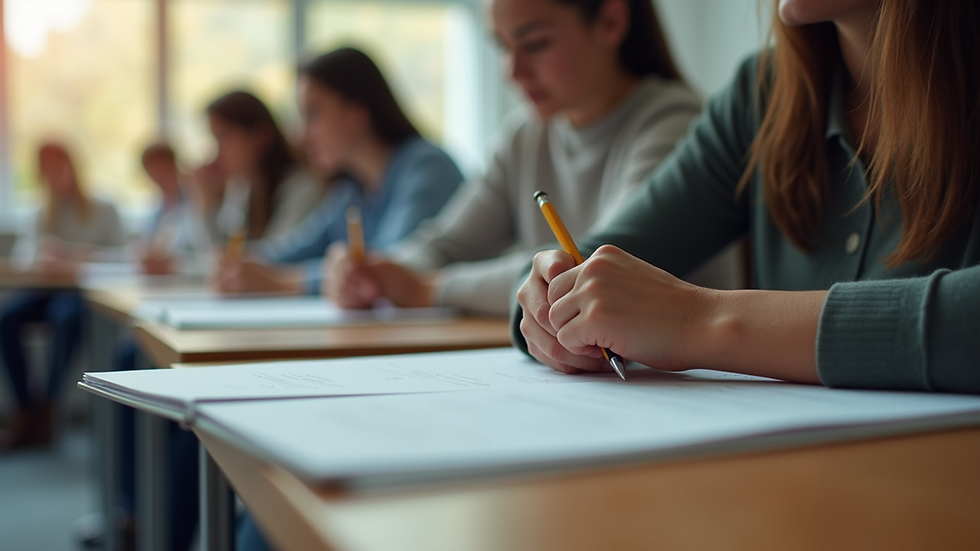 Close-up view of students with study materials