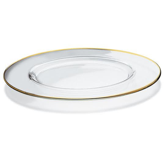 Sottopiatto vetro trasparente con bordo oro