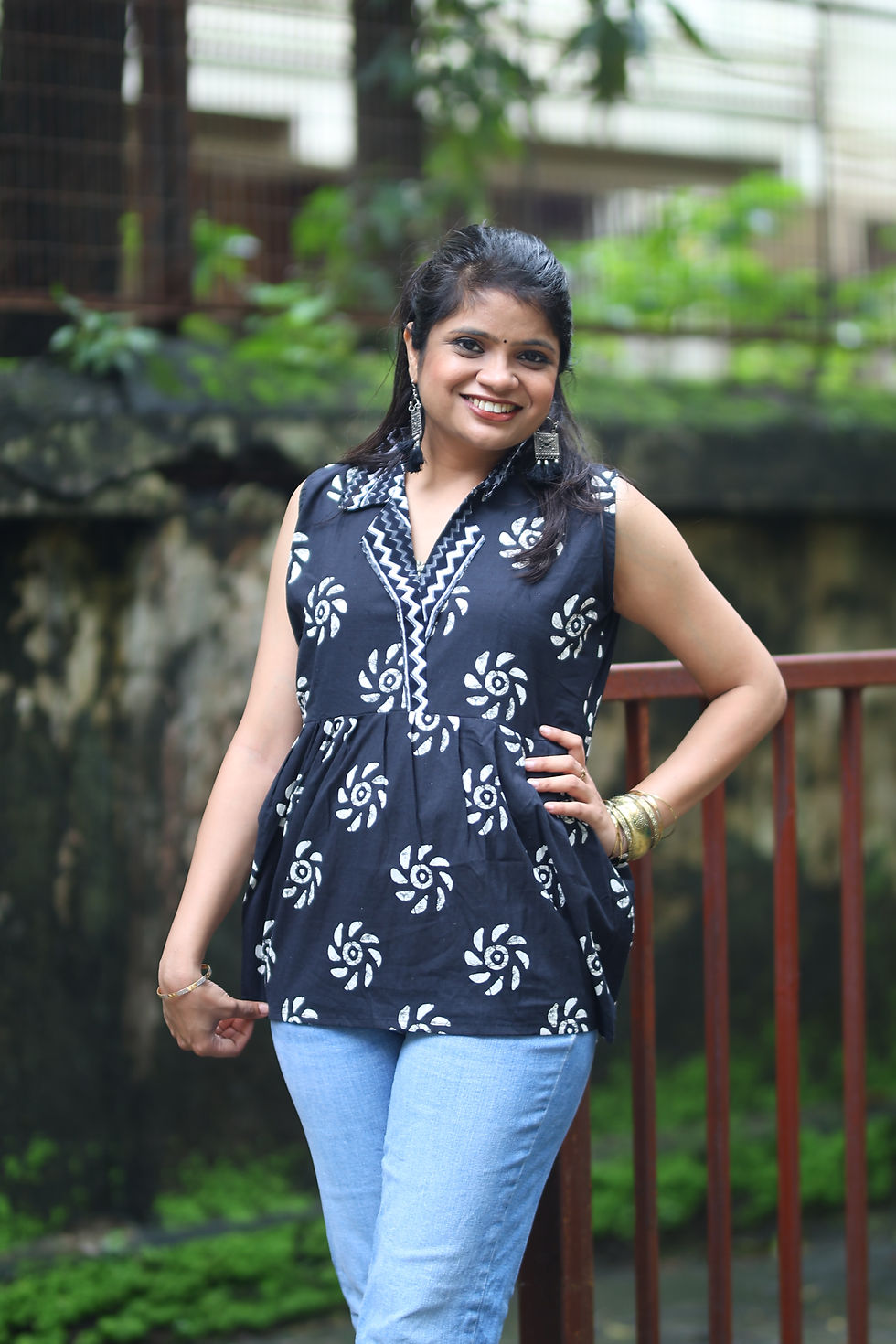 Thumbnail: Midnight Black Jaipuri Printed Kurti