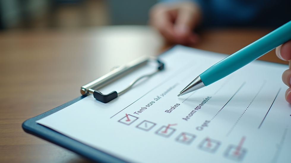 Close-up view of a checklist and pen on a clipboard for sports physical preparation